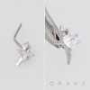 DIMENSIONAL HEART CZ STARBURST POLISH 316L SURGICAL STEEL L-SHAPE NOSE RING DIMENSIONAL HEART CZ STARBURST POLISH 316L SURGICAL STEEL L-SHAPE NOSE RING
